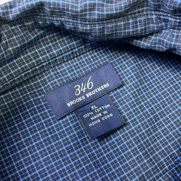 346 Brooks Brothers Men’s Blue Plaid Button Down Shirt Size XL Long Sleeves - Picture 4 of 14